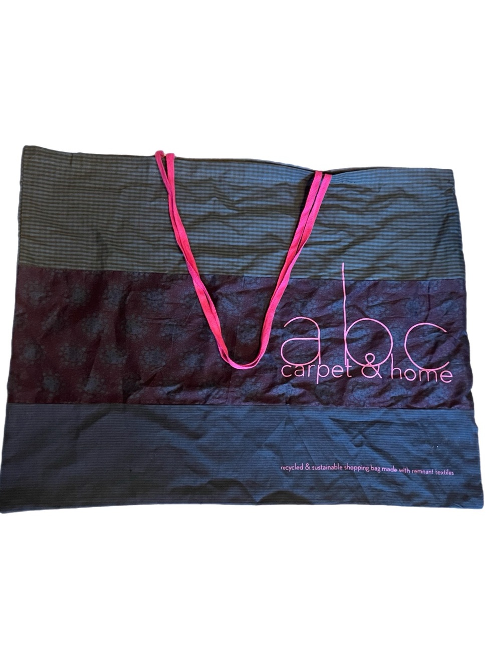 ABC Carpet & Home Recycled Reusable Tote Bag Black Pink Sustainable Shopper